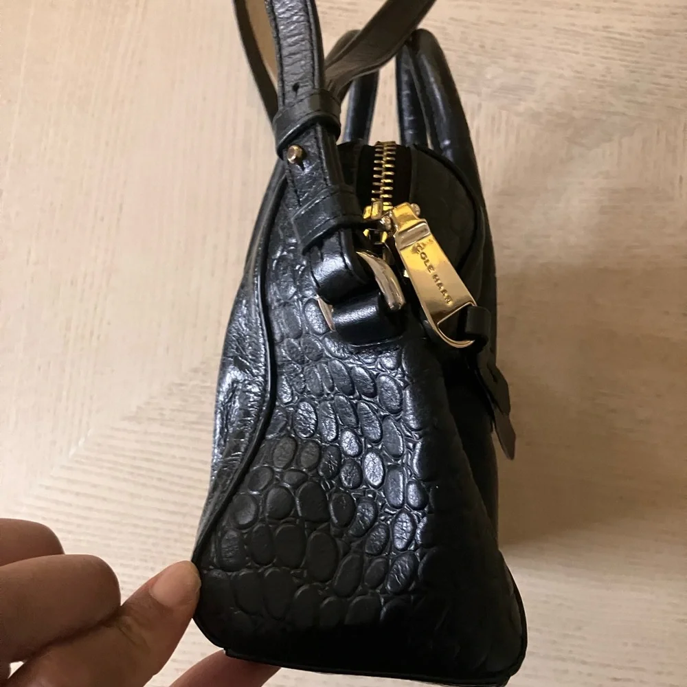 Cole Haan Women’s Black Leather Mini Satchel Crossbody Bag | Every Day Use